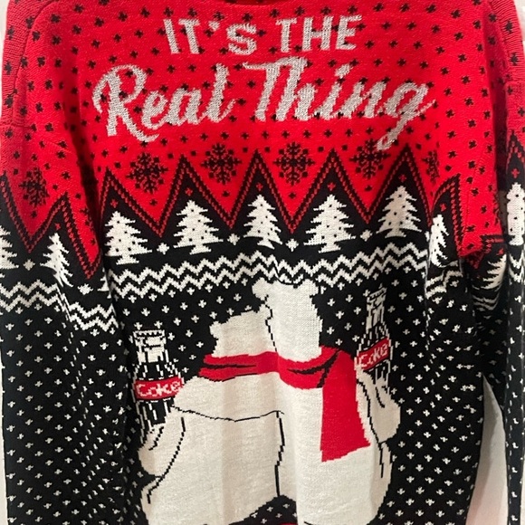 Coca Cola Coke Christmas Holiday Cardigan Ugly Christmas Sweater sz M Xmas party - Picture 15 of 16